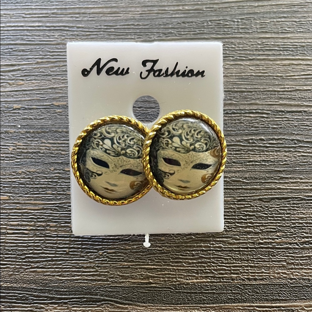 Gold and Black Alien Masquerade Earrings